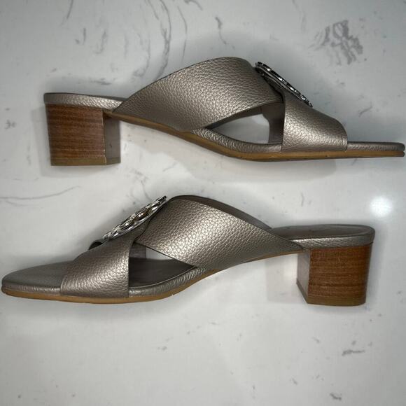 Brighton Women's Alison Zinc Pearl Ferrara Block Heel Sandal, Size 8, Like New - Picture 4 of 14